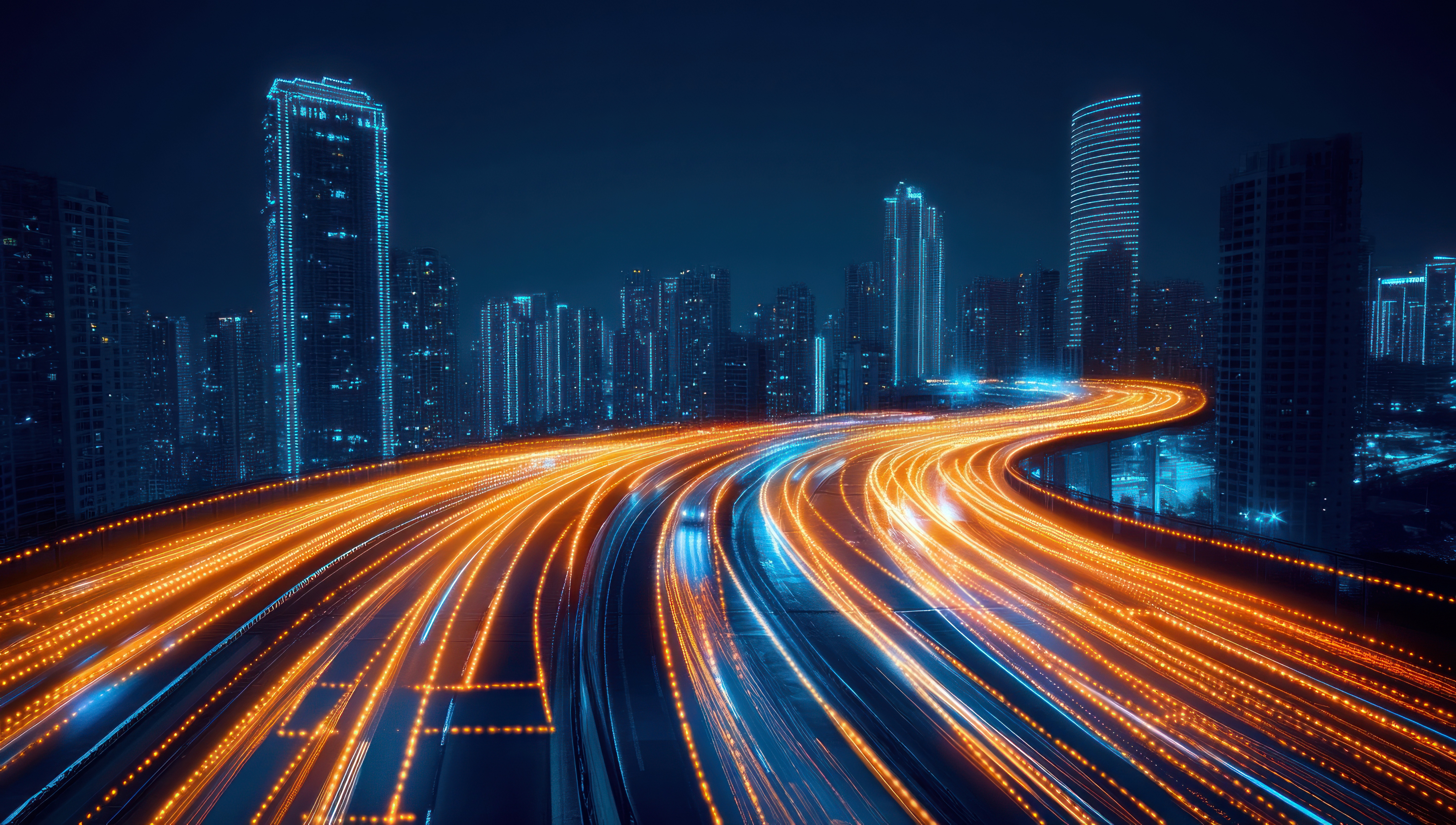 City skyline with automation light trails - Transforming Your Business